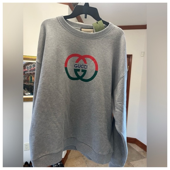 Gucci, interlocking G cotton, crewneck sweatshirt size large made Italy - Picture 2 of 6